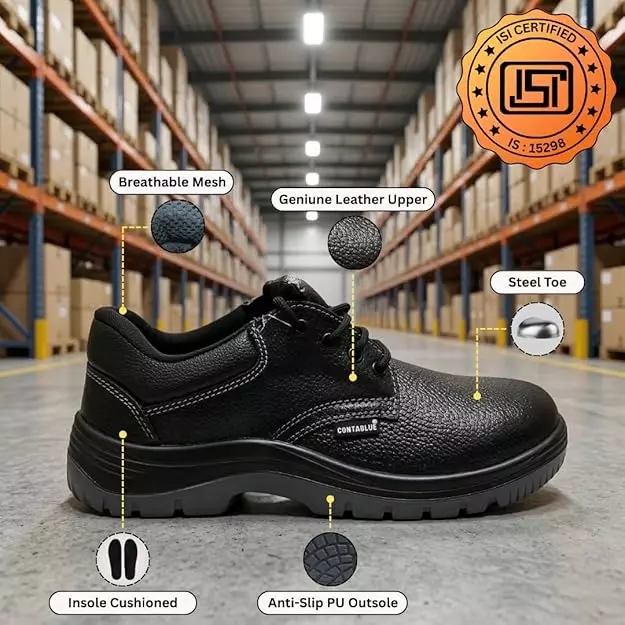 contablue-steel-toe-safety-shoes-pu-sole-low-ankle-black-leather-size-uk-10-w201