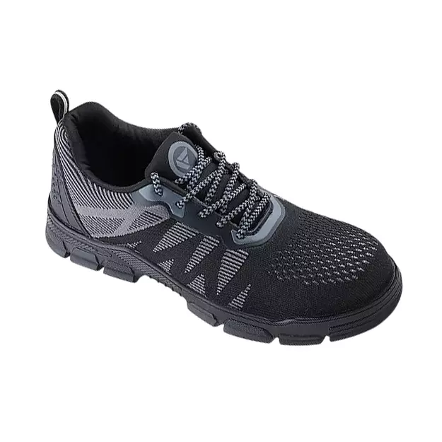 Fuel Non Metallic Toe Safety Shoes Nitrile Rubber Sole Low Ankle Black Knitted Fabric Size UK 8 for Male, REEVON