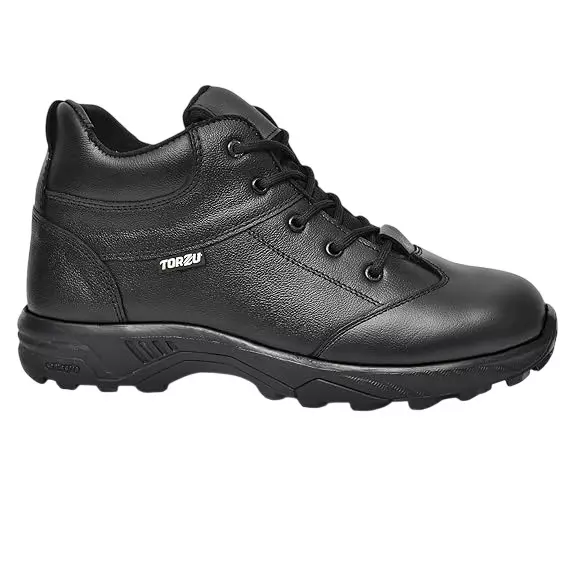 Torzu Steel Toe Safety Shoes TPR Sole High Ankle Black Leather Size UK 9, 520