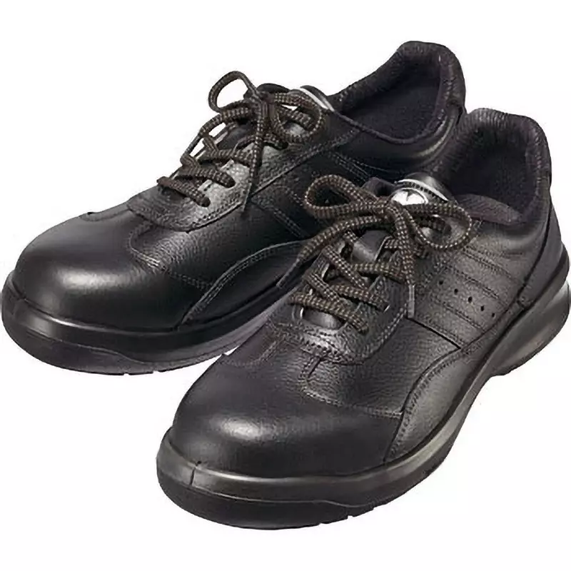 MIDORI Safety Shoes Black UK 3.5 Size Cow Chrome Leather (Soft Embossing) 3E Low Cut, G3551-BK-22.5