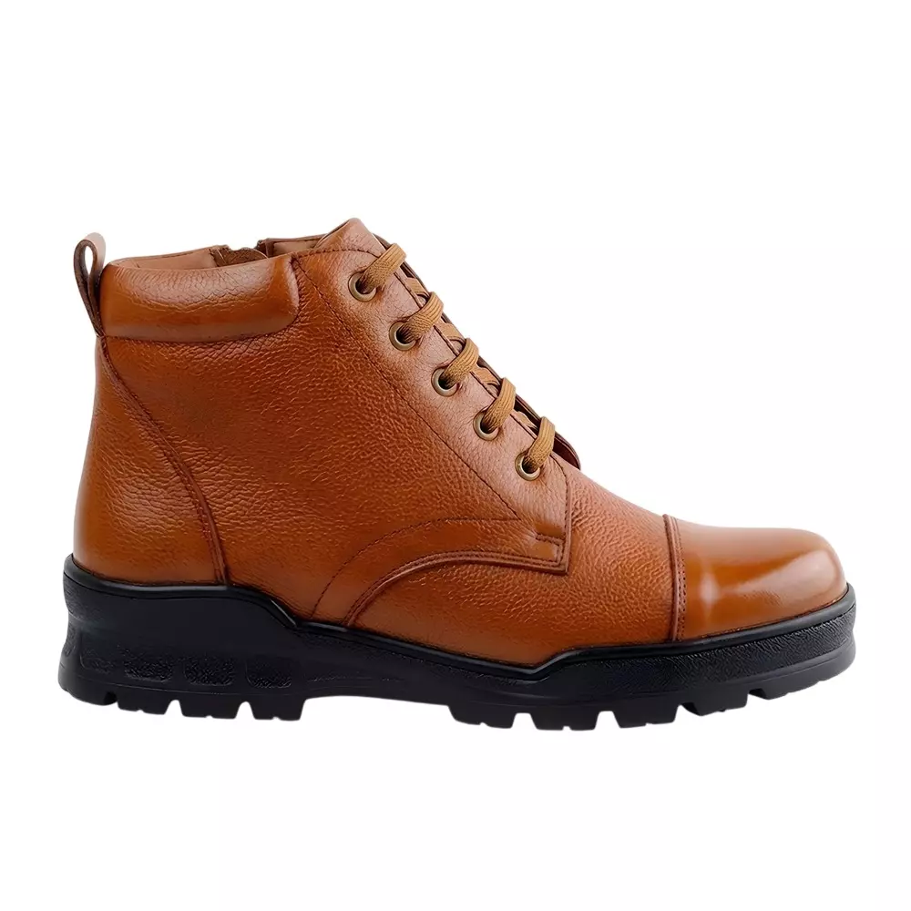 WUGO Stainless Steel Safety Shoes High Ankle Airmix Sole Leather Black UK 7 Size for Industrial, Security, Tactical, Construction Use, M1004B