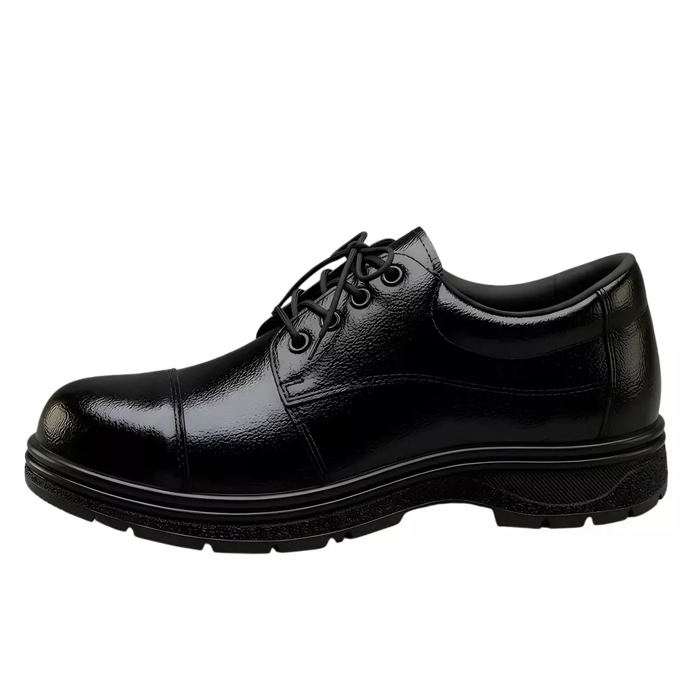 WUGO Stainless Steel Safety Shoes Low Ankle Airmix Sole Leather Black UK 11 Size for Industrial, Security, Tactical, Construction Use, M1007B