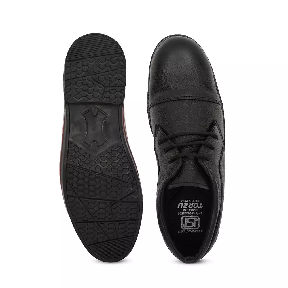 torzu-low-ankle-safety-shoes-steel-toe-leather-black-rubber-sole-uk-9-size-for-industrial-office-use-tzu-st-isi-blk-a-224