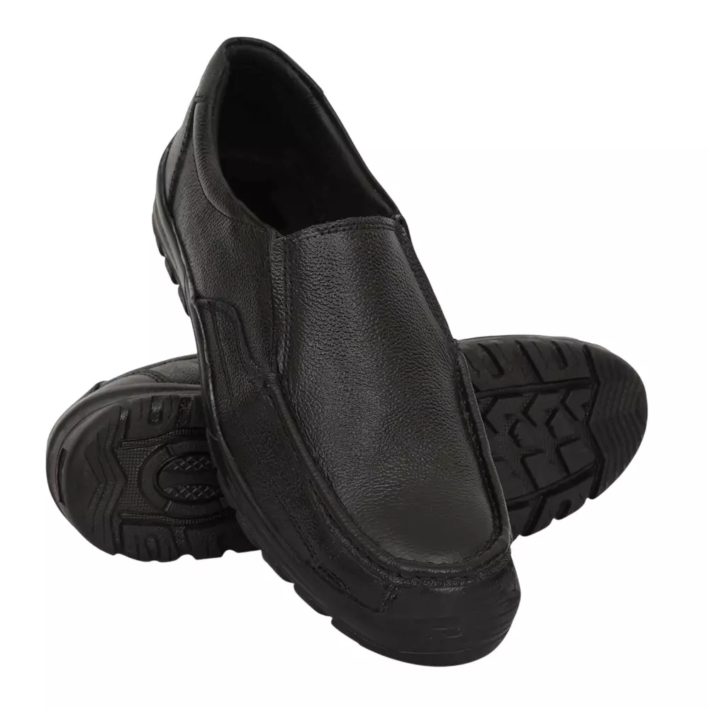 Tor Safety Shoes Steel Toe Low Ankle Rubber Sole Leather Size UK 10 Black, TZU-ST-ISI-BLK 233