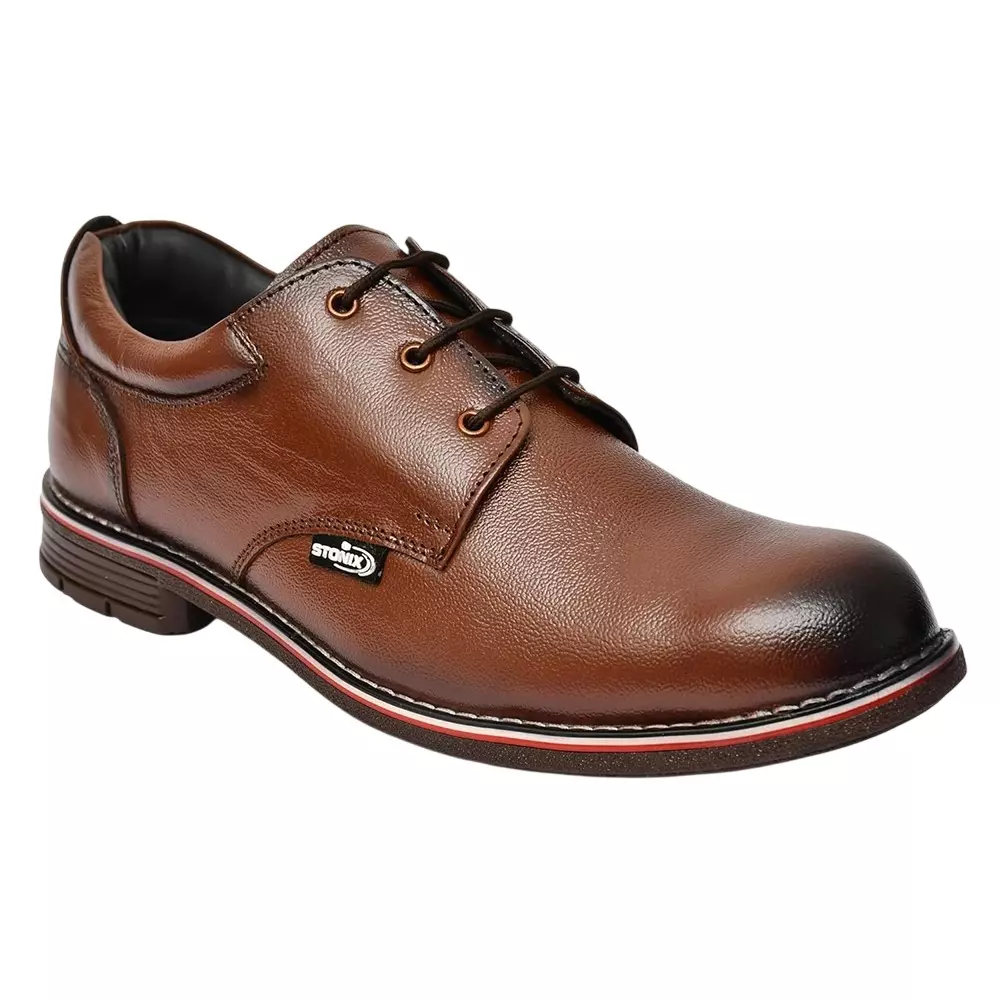 Stonix Formal Premium Low Ankle Safety Shoe Steel Toe TPR Sole Brown Leather UK 07 Size for Construction Work Use, ST_F_BROWN_7