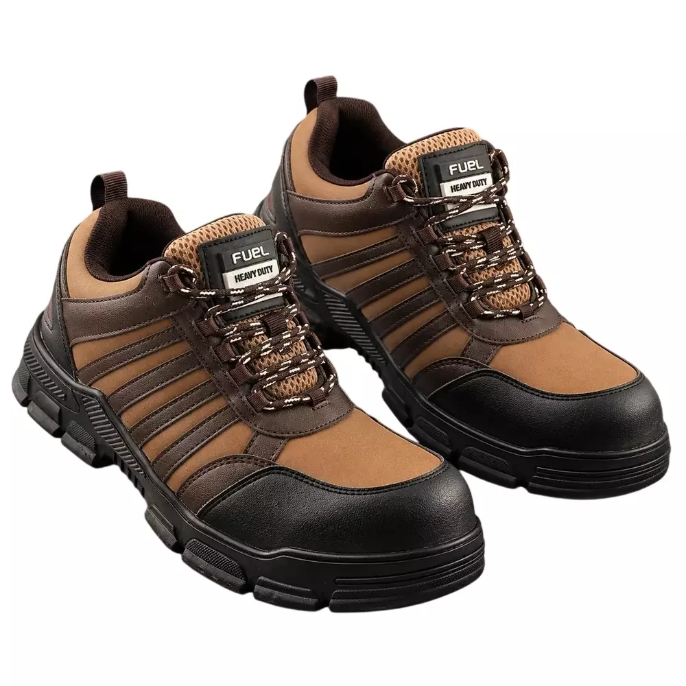 Fuel Low Ankle Safety Shoes Non-Metallic (200J) Nitrile Rubber Sole Brown UK 11 for Industrial, Factory & Warehouse Use, Reevon-03