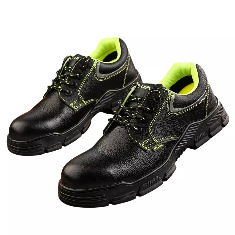 Fuel Low Ankle Safety Shoes Non-Metallic Toe (200J) Nitrile Rubber Sole Black & Green UK 9, Reevon-04