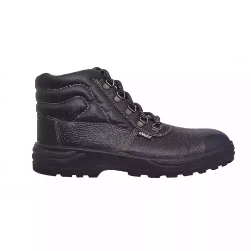E-VOLT Steel Toe Leather Safety Shoes High Ankle PU Sole Size UK 8 Black, 82164-Universal