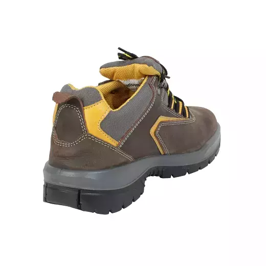 Mallcom Steel Toe Safety Shoes Low Ankle PU Sole Brown Leather Size UK 10, Guina S1NB