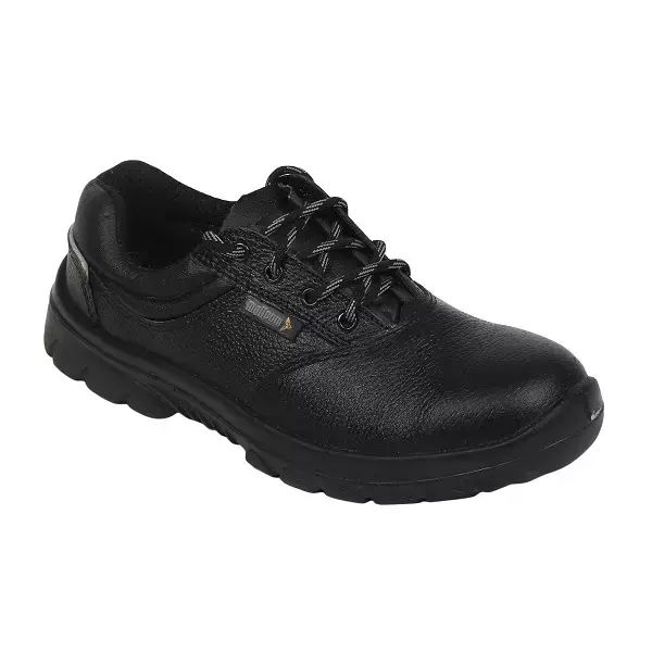 Mallcom Steel Toe Safety Shoes Low Ankle PU Sole Black Leather Size UK 5, Civet S1BG