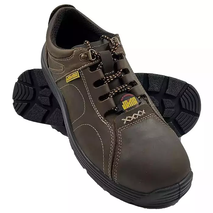 JAMA Steel Toe Safety Shoes Low Ankle PU Sole Brown Leather Size UK 11, 82407-JB048-11