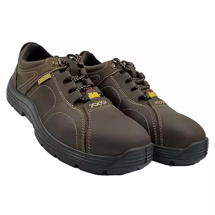 JAMA Steel Toe Safety Shoes Low Ankle PU Sole Brown Leather Size UK 12, 82407-JB048-12