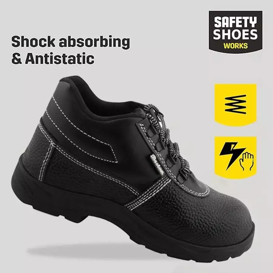 Foot Trends Bostan Steel Toe Safety Shoes High Ankle Size UK 7 Black