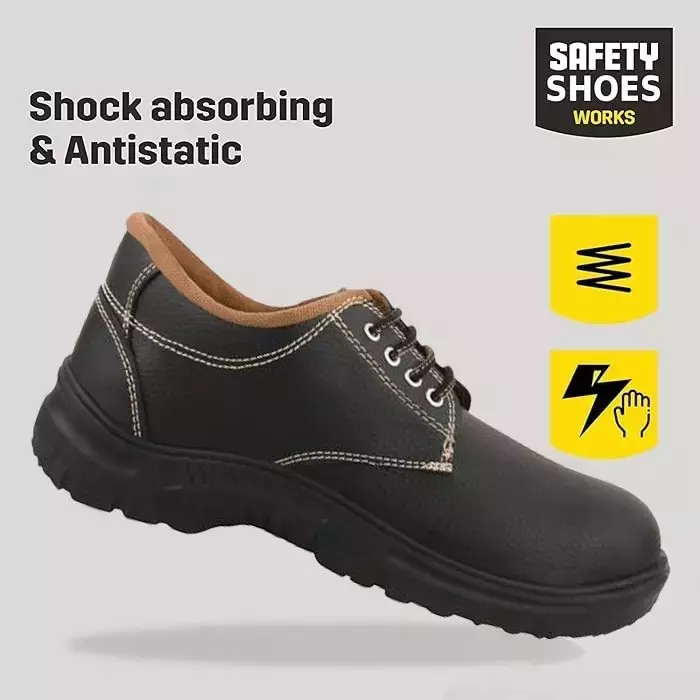 Foot Trends Steel Toe Safety Shoes Mid Ankle Size UK 7 Black, Fighter-2