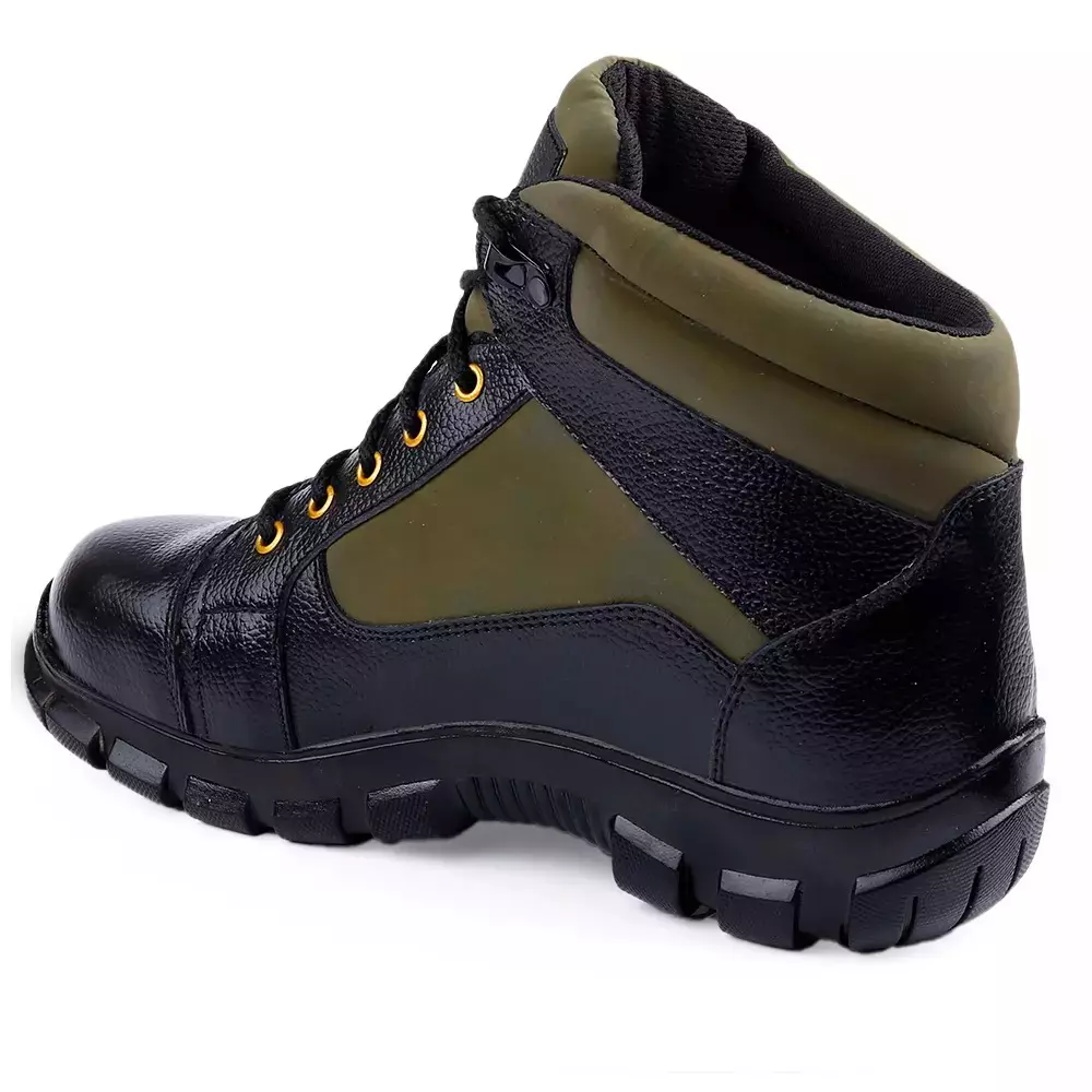 Woakers Steel Toe Safety Shoes High Ankle PVC Sole Multiple Color Real Grain Leather Size UK 7, SAFTEY-004