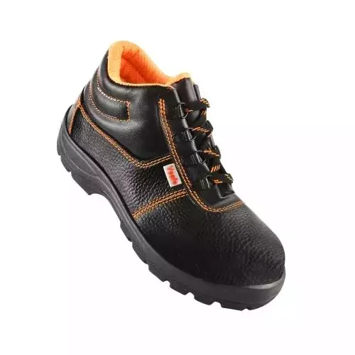 VSafe Steel Toe Safety Shoes PVC Sole High Ankle Synthetic Leather Black Size UK 10, V-6