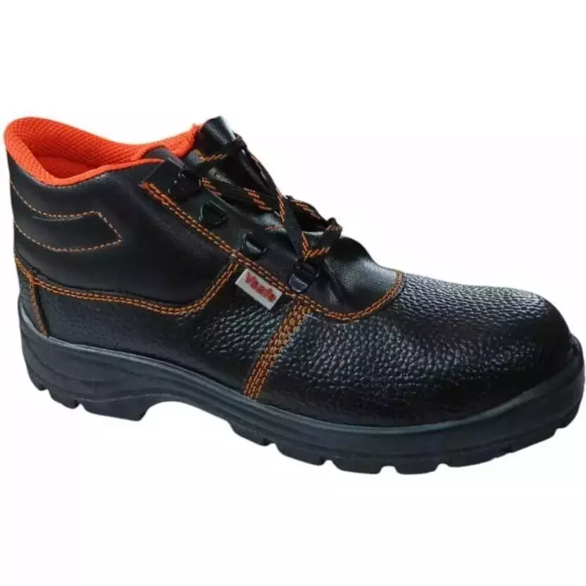 VSafe Steel Toe Safety Shoes PVC Sole High Ankle Synthetic Leather Black Size UK 10, V-6
