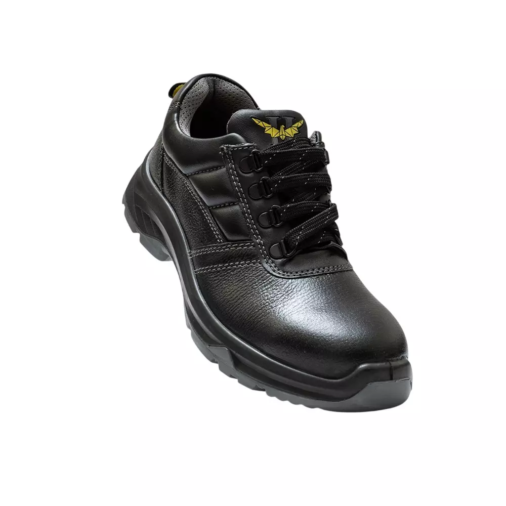 Hillson Steel Toe Safety Shoes PU Sole Low Ankle Black Real Buff Leather, Clawz CL03
