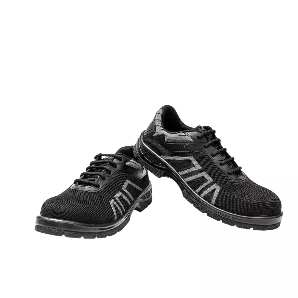 Hillson Re-Enforced Toe Safety Shoes PU Sole Low Ankle Single Density Grey Breathable Flyknit Fabric, Size UK 10, WF02 GREY