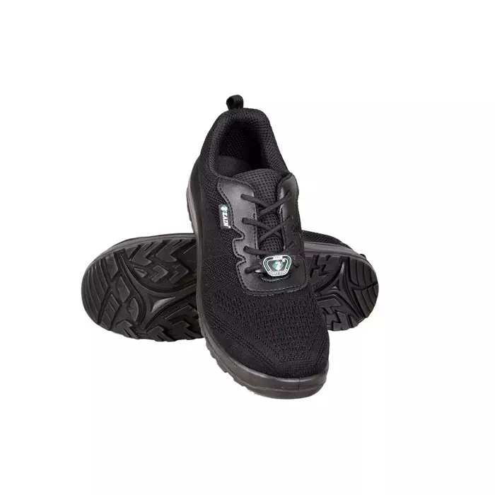 Zain Safety X-Weave Composite Toe Safety Shoes PU Single Density Low Ankle Black Dry Fit Knit Breathable Size UK9, RAVEN