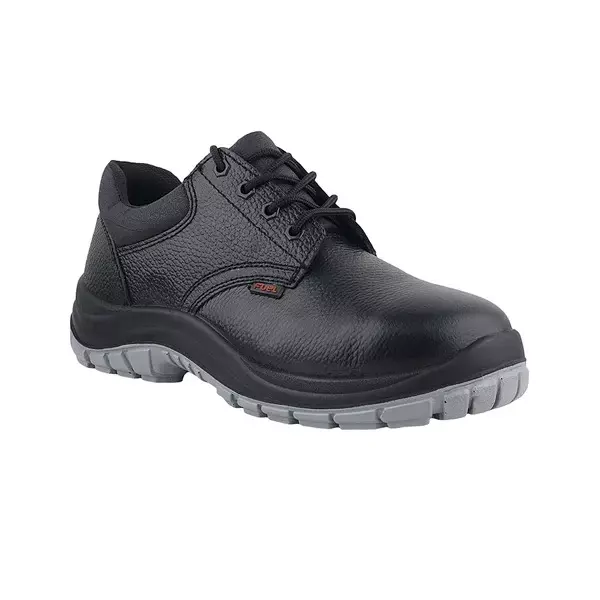Fuel Metallic Toe Safety Shoes PU Double Density Low Ankle BlackGrain Leather for Mens Size UK9, Icon DD