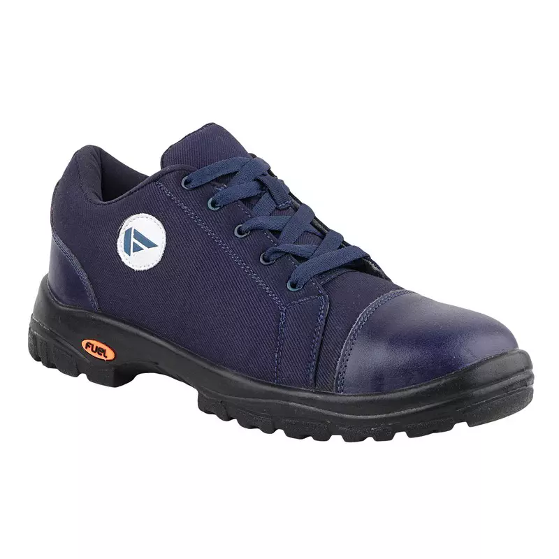 Fuel Steel Toe Safety Shoes PU Single Density Low Ankle Blue Canvas for Mens Size UK7, CANVEE BLUE