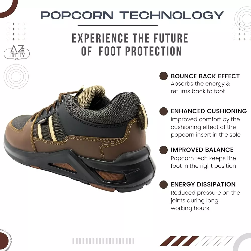 Allen Cooper Steel Toe Safety Shoe Low Ankle PU Sole UK 12 Size Brown for Industrial Use, ACL 3686