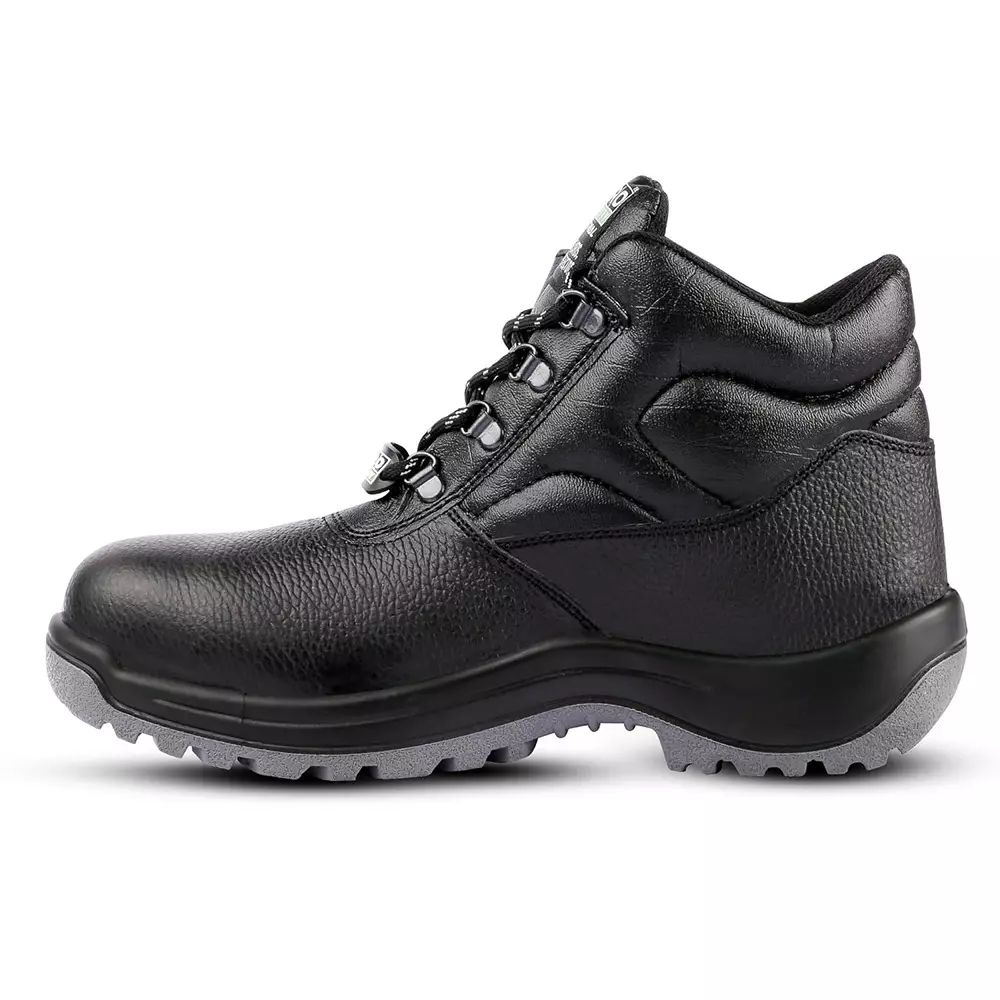Euro Security TERMINATOR 200 J Steel Toe Safety Shoe High Ankle PU Sole UK 9 Size Grain Leather Black for Industrial Use