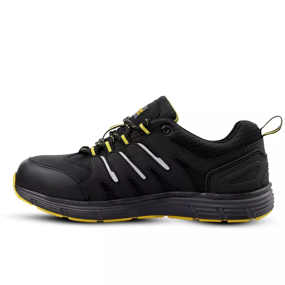 Canvas Club RIVA 200 J Steel Toe Safety Shoe Low Ankle Phylon Rubber Sole UK 5 Size Black & Yellow Synthetic Nubuck Micro Fiber