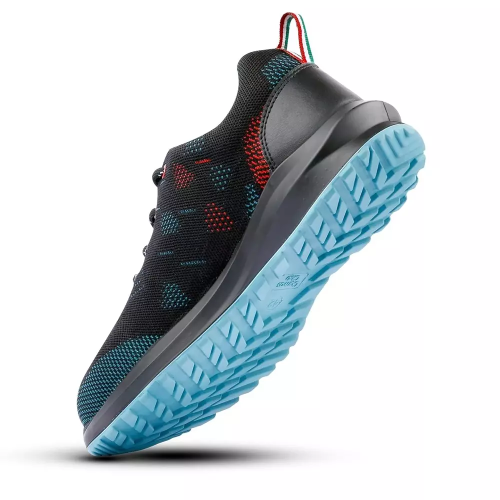 Canvas Club FLORENCE Steel Toe Safety Shoe Low Ankle PU Sole UK 7 Size Black & Cean Knitted Fabric & Micro-Fiber