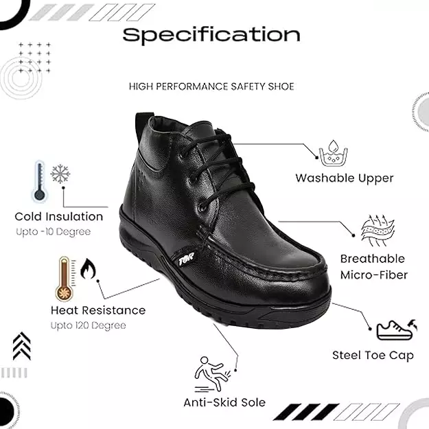 TOR Safety Shoes High Ankle TPR Sole Black Size UK 6, TOR_233