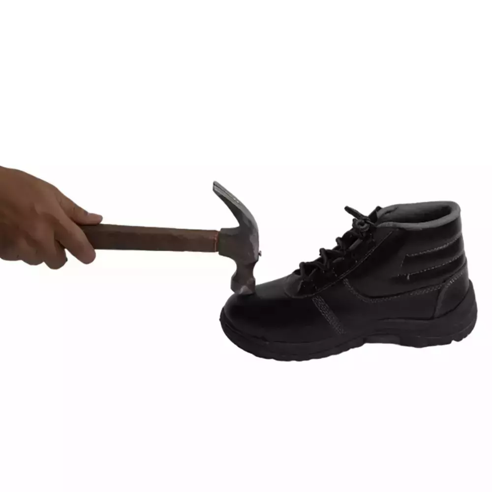 GENERIC Steel Toe Safety Shoes High Ankle PVC Sole Size UK 10 Black, Power-10 (Pack of 8 Pair)