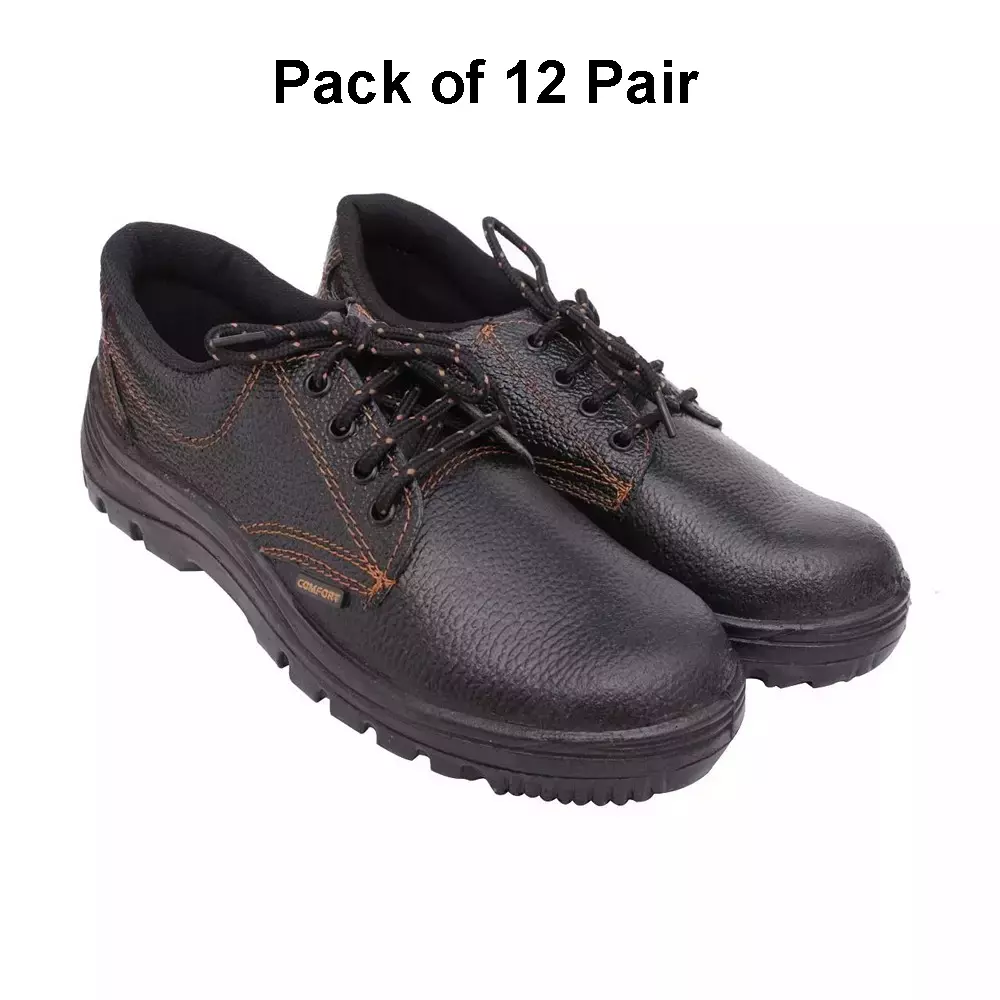 hindpro-steel-toe-safety-shoes-single-density-pu-sole-low-ankle-black-orignal-barton-print-split-leather-size-uk-8-comfort-pack-of-12-pairs