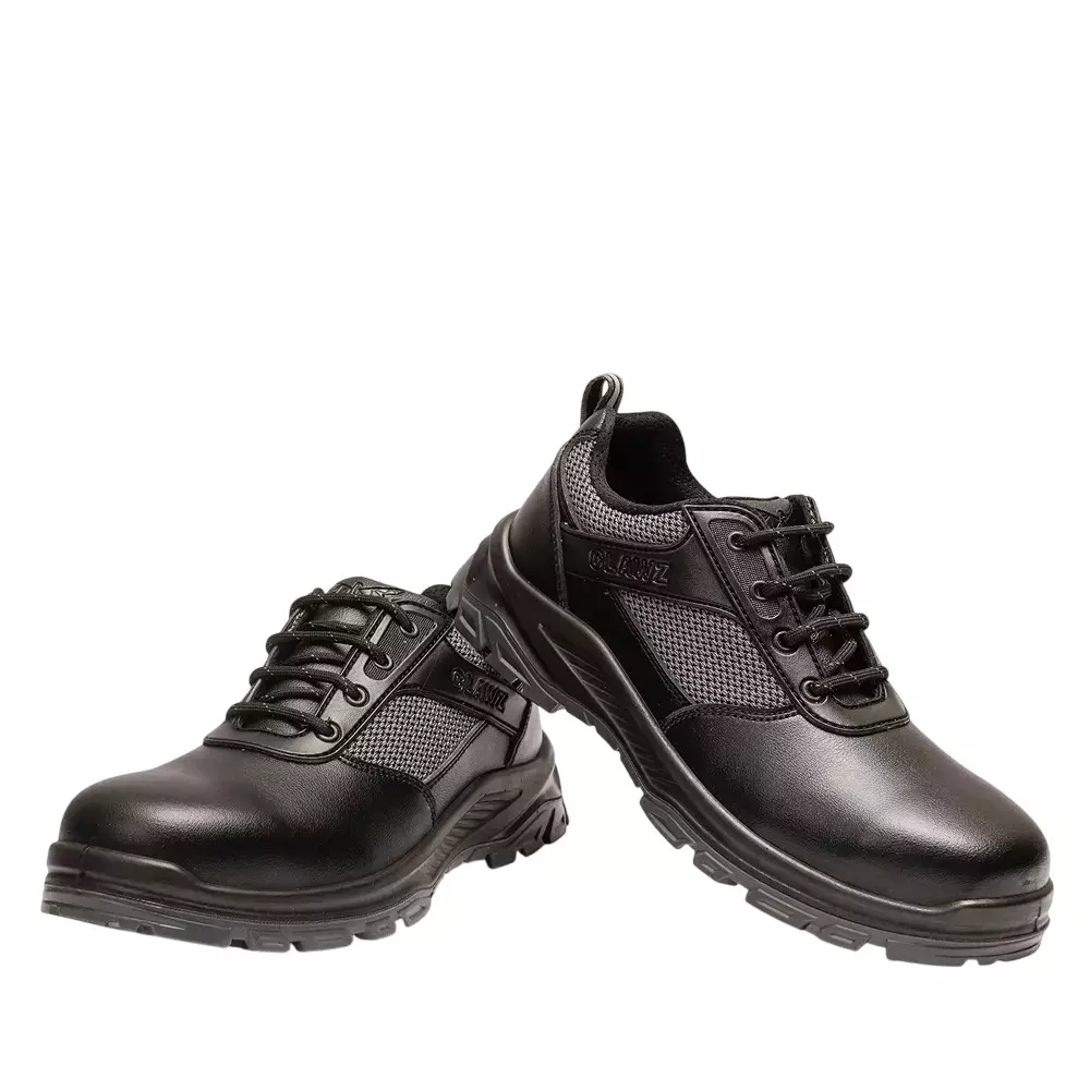 Hillson Steel Toe Safety Shoes PU Sole Low Ankle Dual Density Black PU Coated Microfiber, Size UK 7, CL06