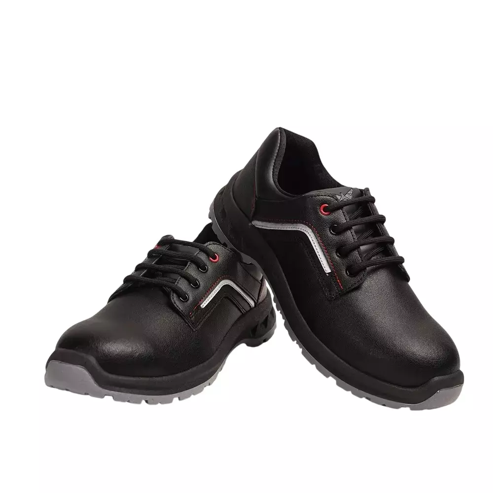 Hillson Re-Enforced Toe Safety Shoes TFP Sole Low Ankle Dual Density Black Micro Synthetic Leather, Size UK 10, WF03