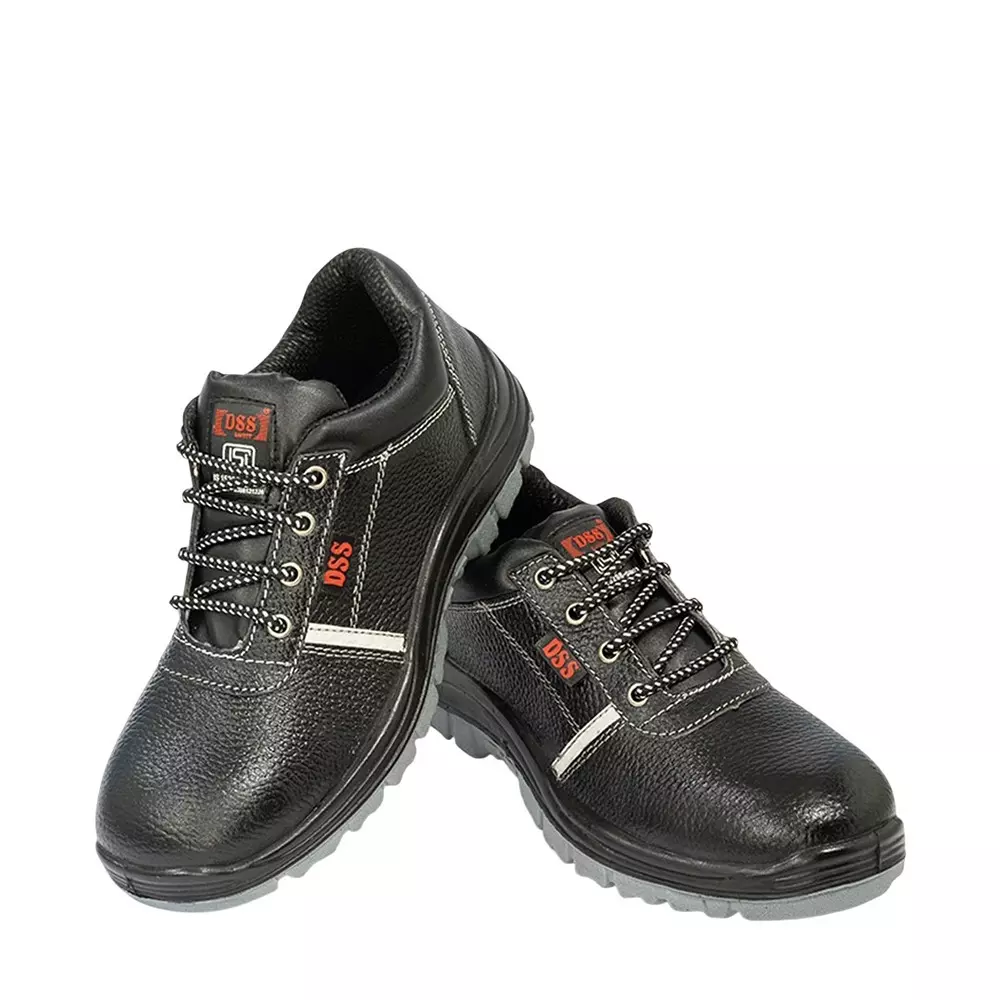 DSS Steel Toe Safety Shoes Double Density PU Sole Low Ankle Black Buff Premium Grain Leather Size UK 6, DSS- 31 DD (25 Pair)