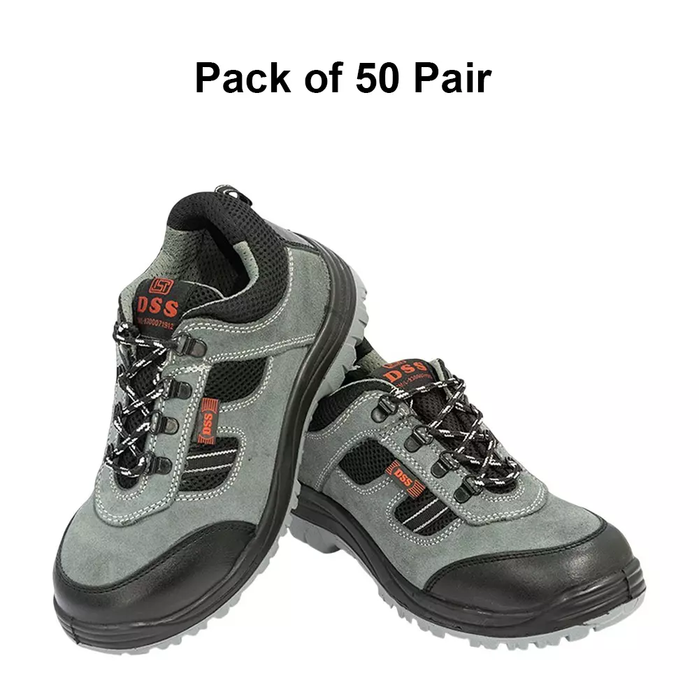 dss-steel-toe-safety-shoes-double-density-pu-sole-low-ankle-grey-suede-genuine-leather-size-uk-10-dss-sporty-dd-50-pair