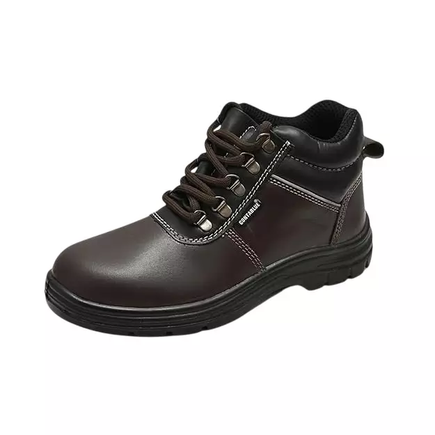 Contablue Steel Toe Safety Shoes PU Sole High Ankle Brown Leather Size UK 10, Rival_Brown