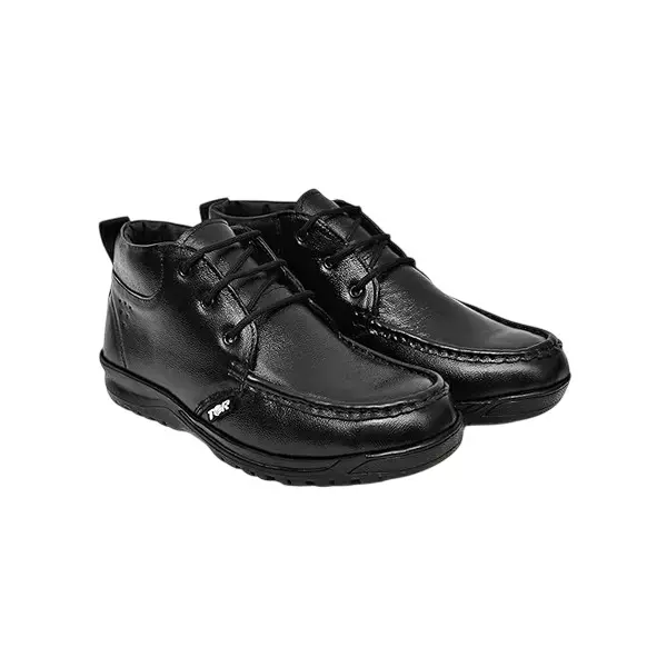 TOR Safety Shoes Steel Toe Low Ankle TPR Sole Leather Black, TOR_233, Pack of 3 Pair (Size: UK 6 - UK 10)