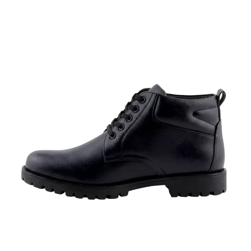 WUGO Stainless Steel Safety Shoes High Ankle Airmix Sole Leather Black UK 6 Size for Industrial, Security, Tactical, Construction Use, M1001B