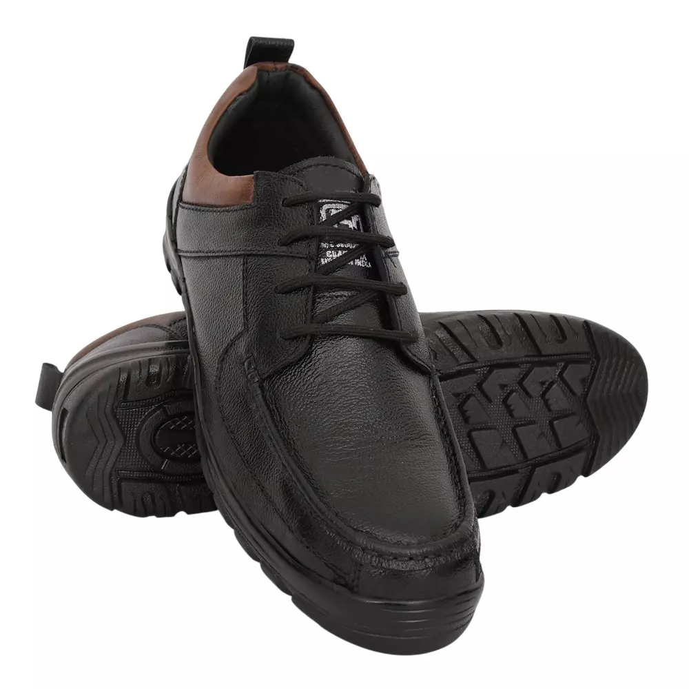 Tor Safety Shoes Steel Toe Low Ankle Rubber Sole Leather Size UK 6 Black, TZU-ST-ISI-BLK A 235