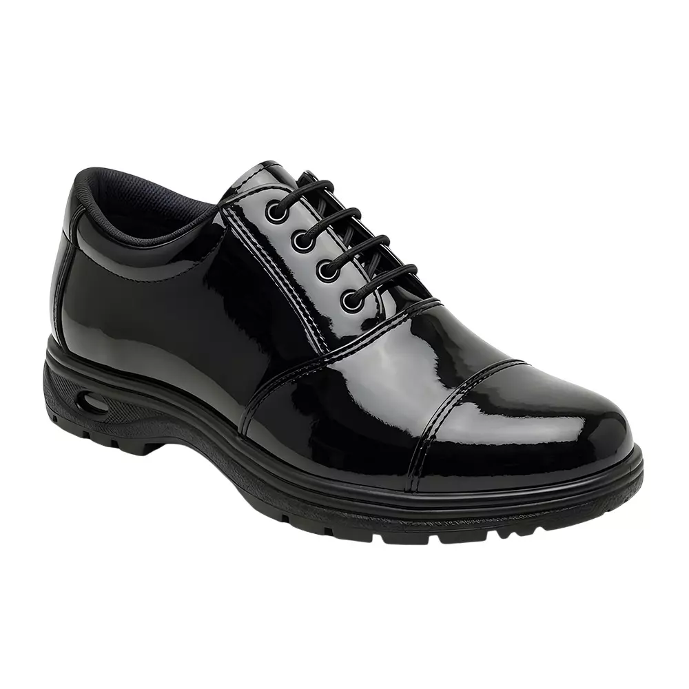 WUGO Graceful Heavy Duty Stainless Steel Police Safety Shoes Low Ankle Airmix Sole Genuine Mild Leather Anti-Slip Black UK 11 Size, M1010B