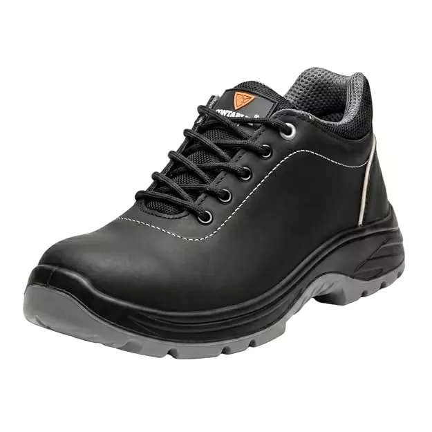 Contablue 100% Vegan Microfiber Safety Shoes Composite Toe Polyurethane Double Density Sole Size UK 12, Rival_Breeze_Grey