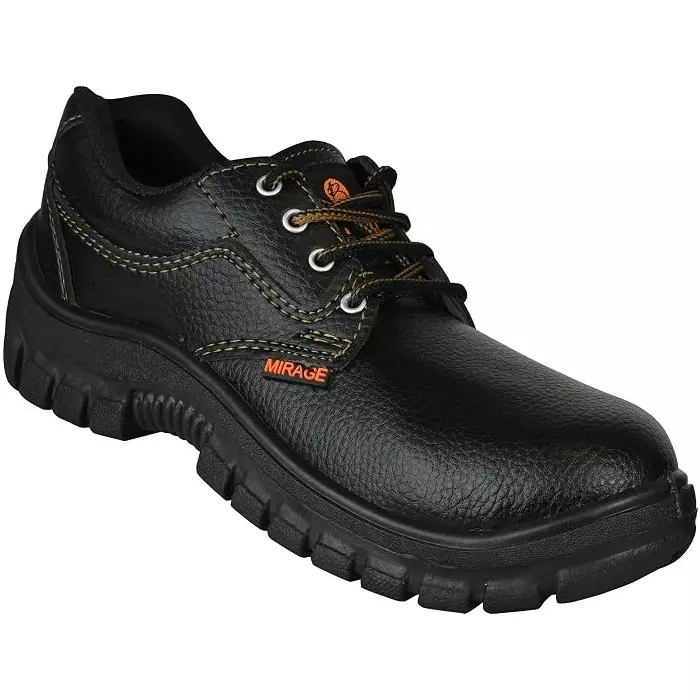 Pitbull Low Ankle Lace-Up Safety Shoe Steel Toe PVC Sole Synthetic Leather UK 06 Size Black, Miraze