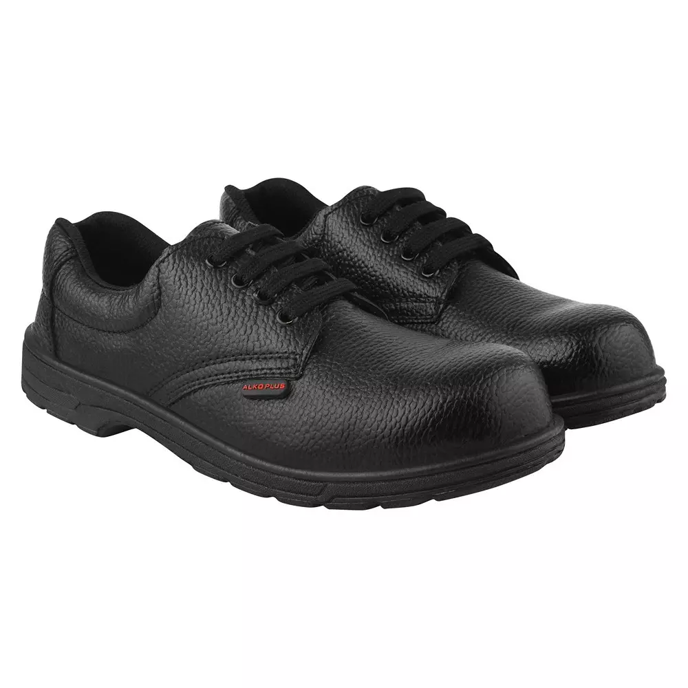 Alko Plus General Safety Shoes Steel Toe Low Ankle Synthetic Leather Upper Material PVC Sole Size UK 9 Black, APS T2