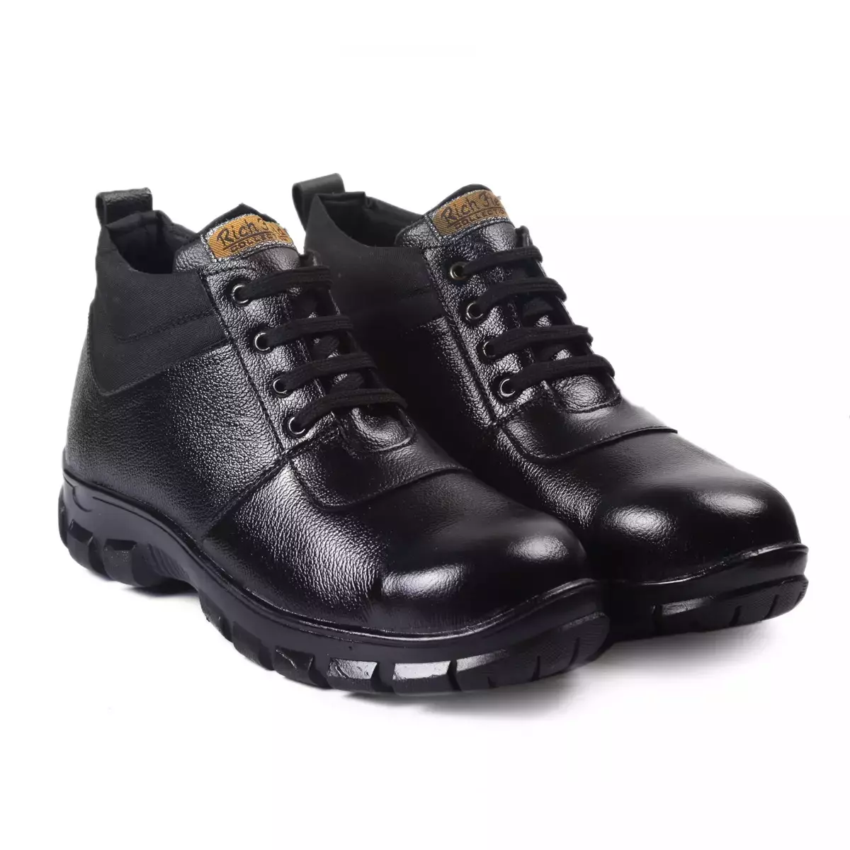 Rich Field Steel Toe Safety Shoe Genuine Leather High Ankle Size UK 6 Black, SGS1124BK