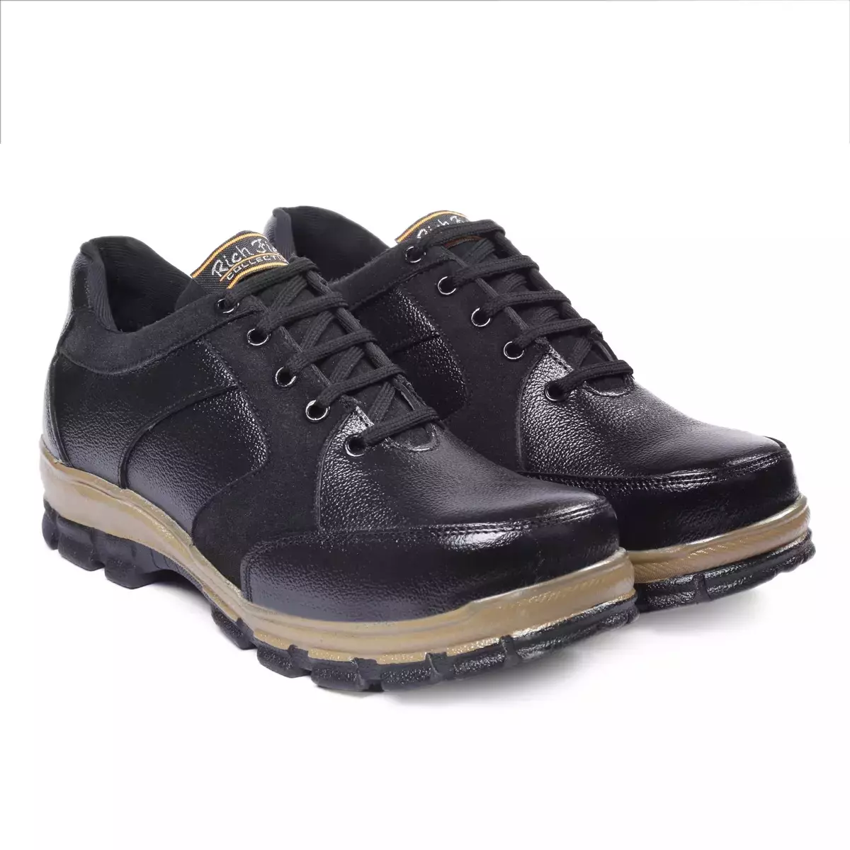 Rich Field Steel Toe Safety Shoe Genuine Leather Low Ankle Size UK 8 Black, SGS1131BK