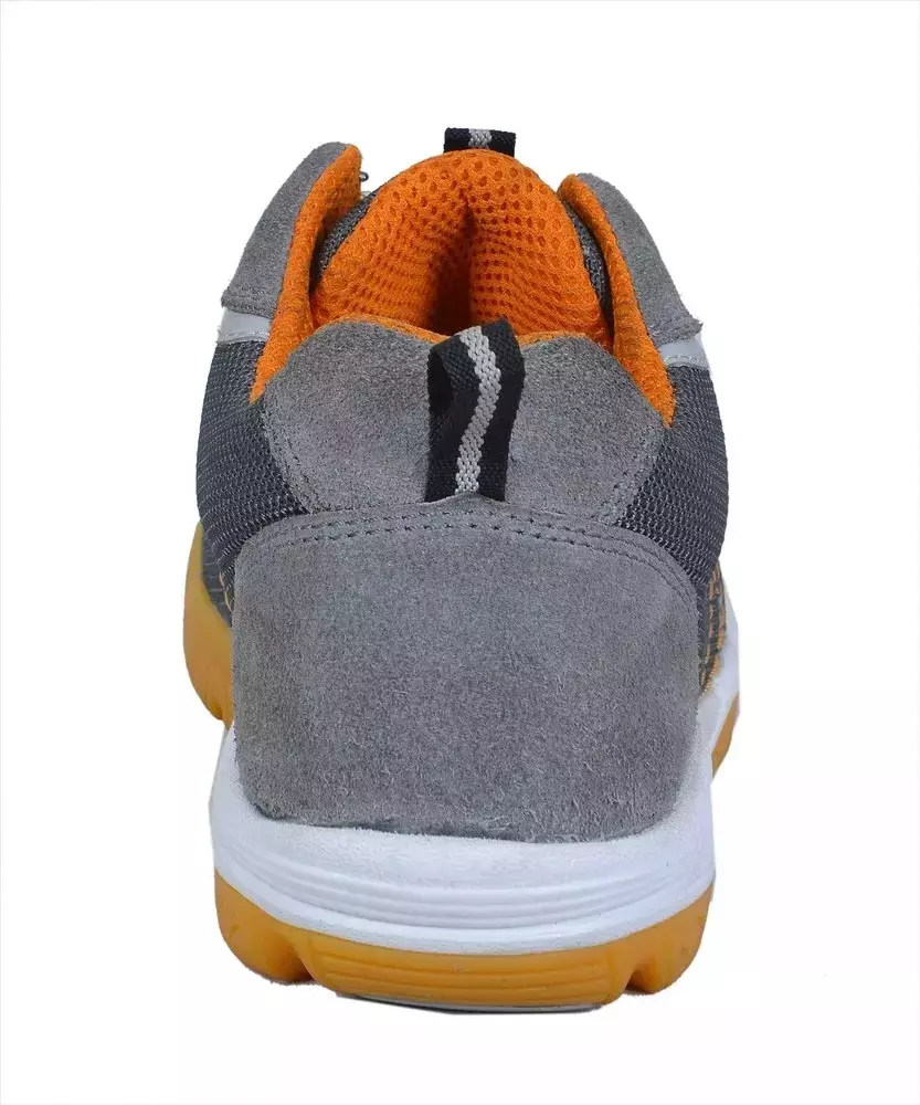Zain Steel Toe Safety Shoes Leather Low Ankle Single Density PU Sole Size UK 11 Grey, Pace