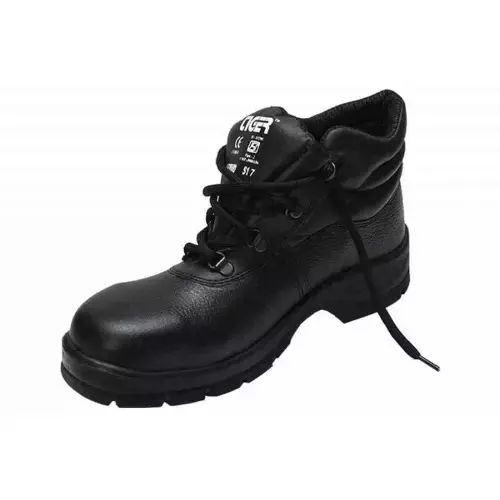 Tiger Steel Toe Safety Shoes High Ankle PU Black Size UK 11, Leopard S1 BG