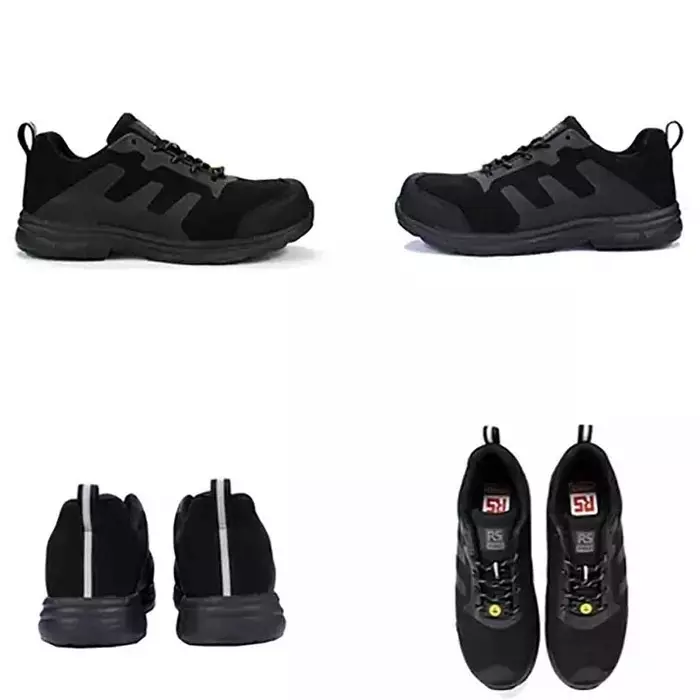 RS PRO Mens Black Toe Capped Safety Trainers, UK 11, EU 46 Model No 2011608 (Each of 1 Pair)